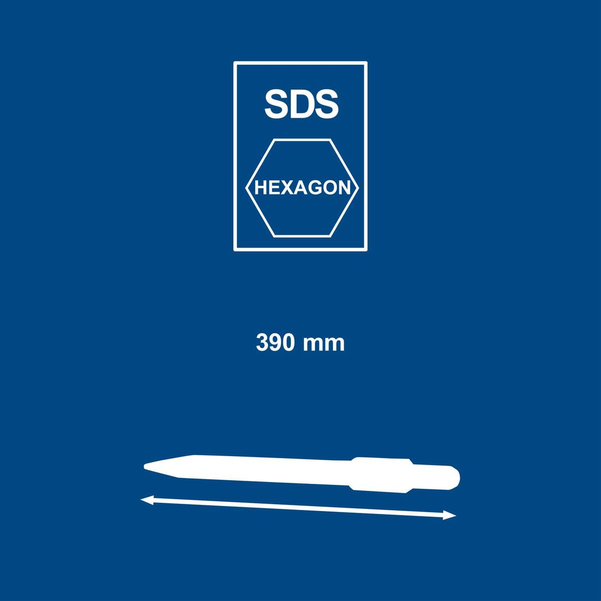Hexagonal SDS keyhole drill bit with 390 mm length