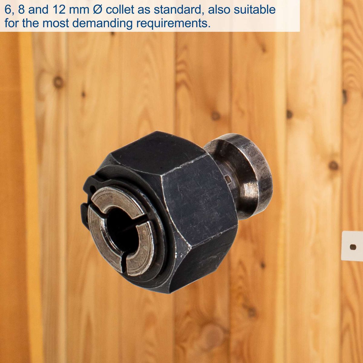 6, 8, and 12 mm collet chuck for routing table
