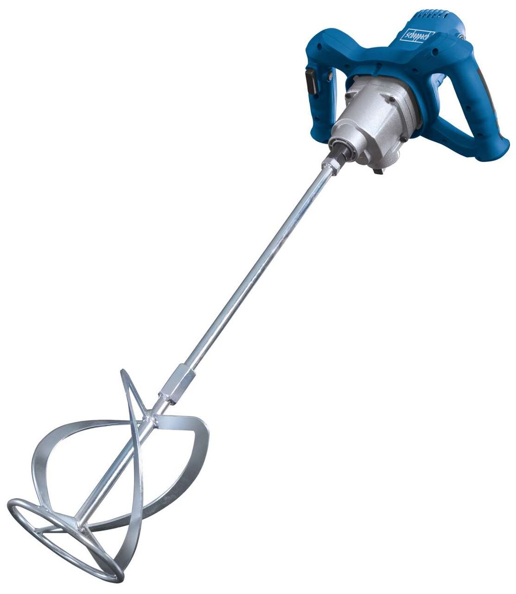 Scheppach mixer attachment with long handle and spiral mixing bowl