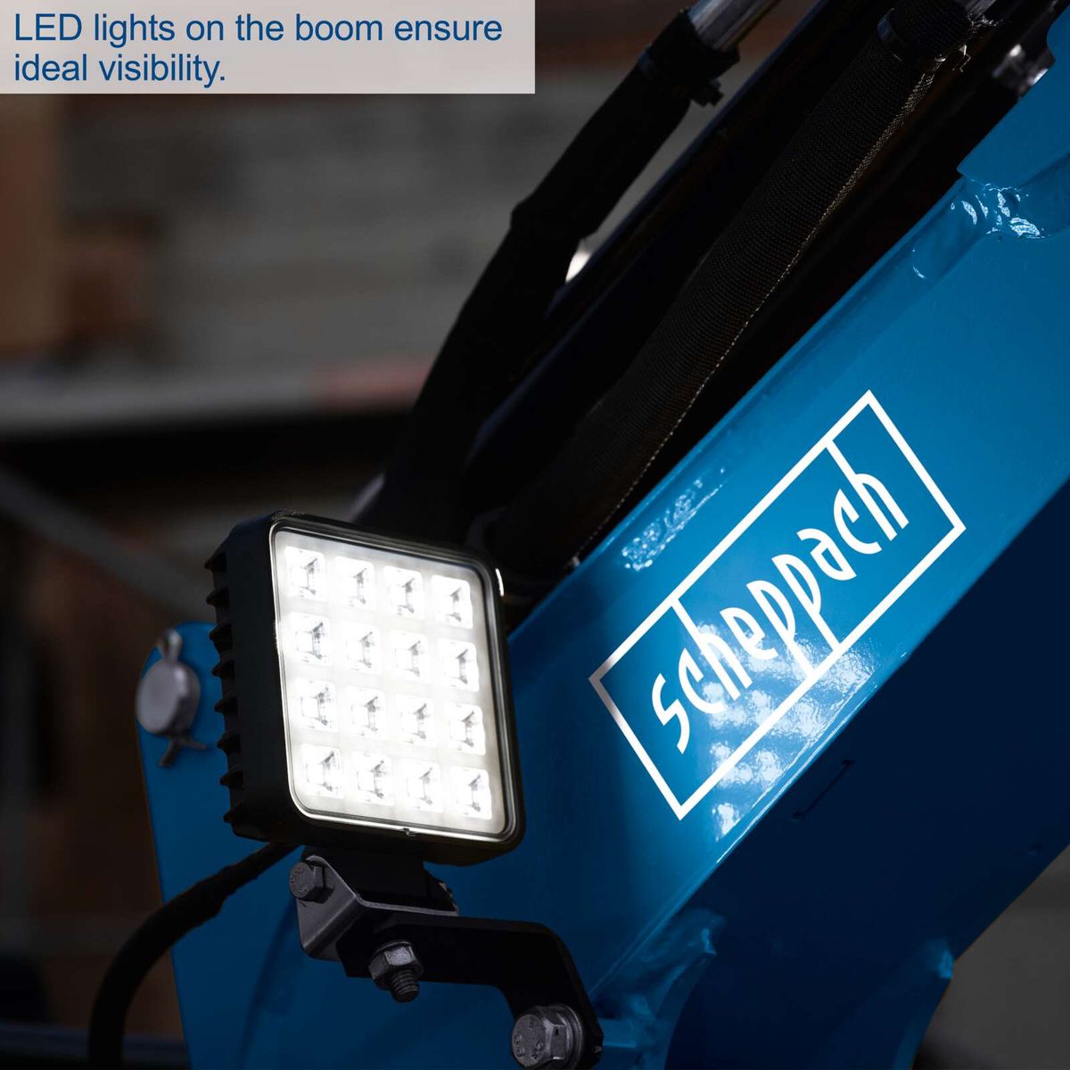 LED lighting on boom for improved visibility