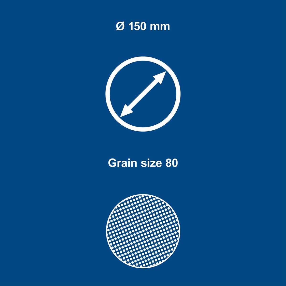 Scheppach tool featuring 150 mm diameter and grain size 80