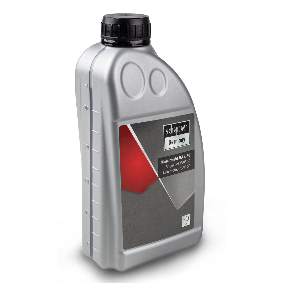Scheppach SAE 30 engine oil bottle with 1-litre marking