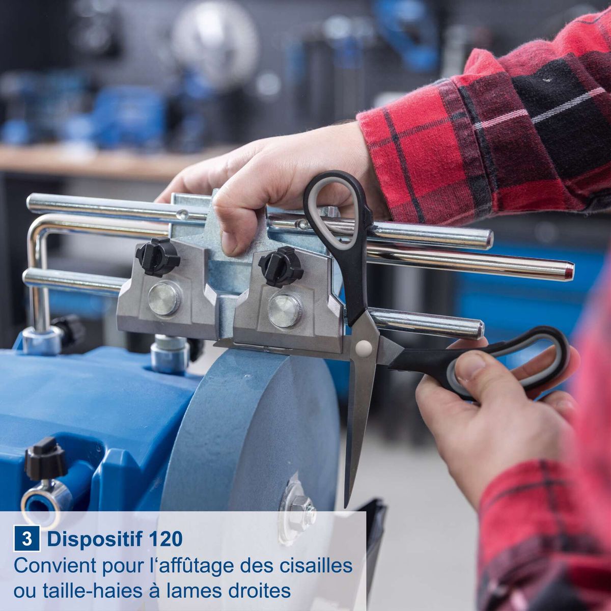 Scheppach tool adjustment device for aligning straight blades on scissors or shears