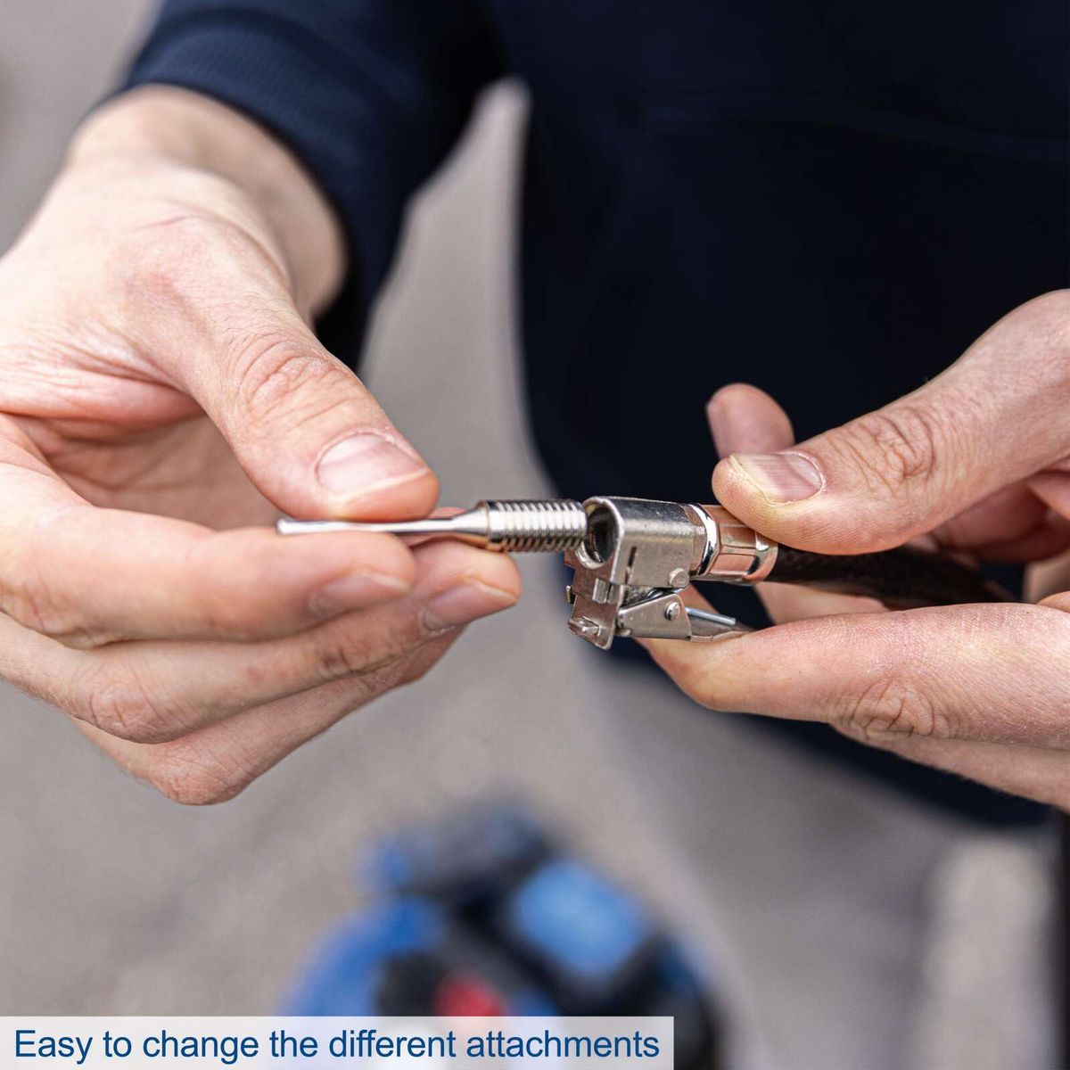 Easy interchangeable attachments for the accessory kit