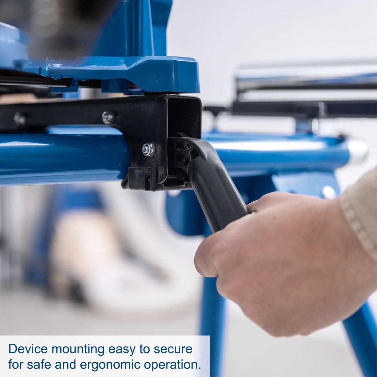 Secure mounting system for safe and ergonomic operation of the mitre saw stand