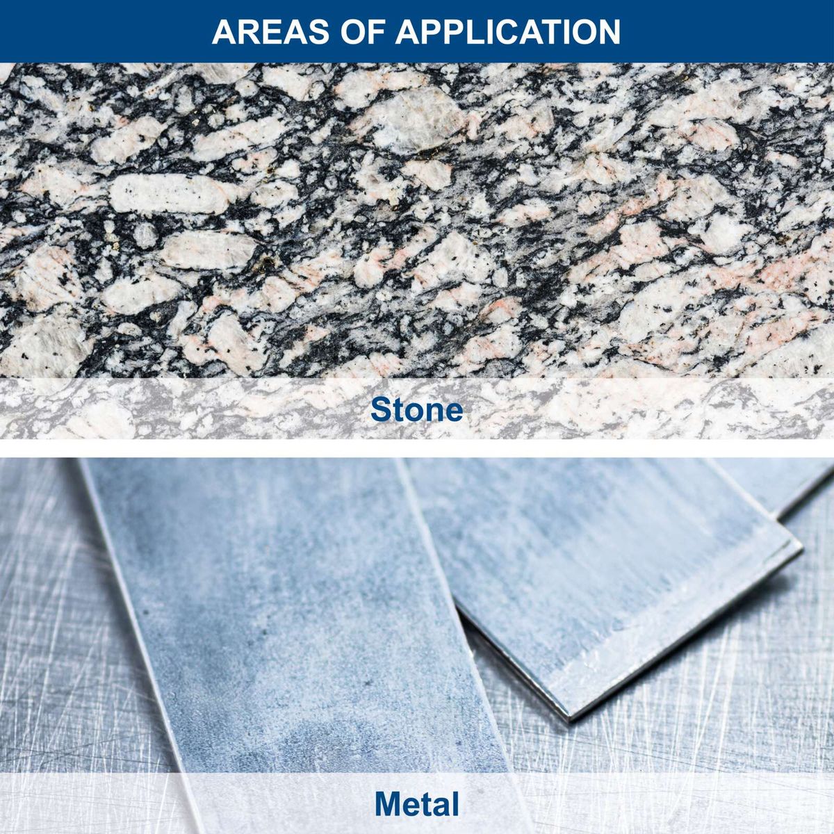 Stone and metal material pair for various applications