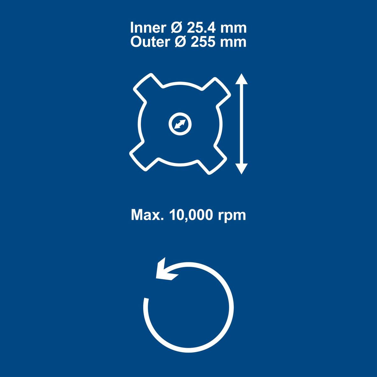 Key technical specs: inner and outer diameter dimensions, maximum rotational speed