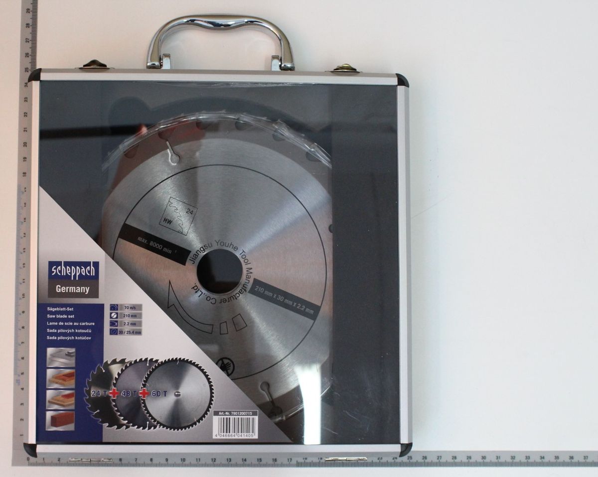 Scheppach circular saw blade set (24/48/60 teeth), Ø 210 mm, 30 mm width, 2.2 mm thickness