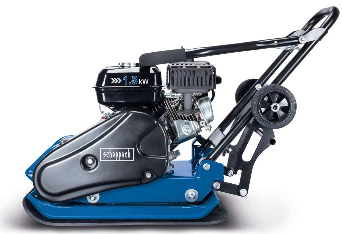 Scheppach vibrating plate showing engine and handling mechanism