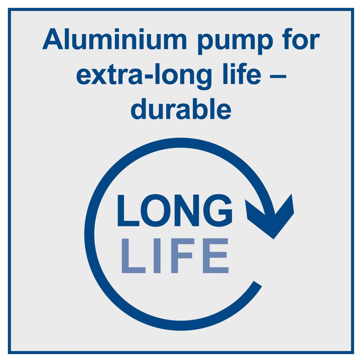 Aluminium pump for extra-long life and durability – key feature for high-pressure cleaner