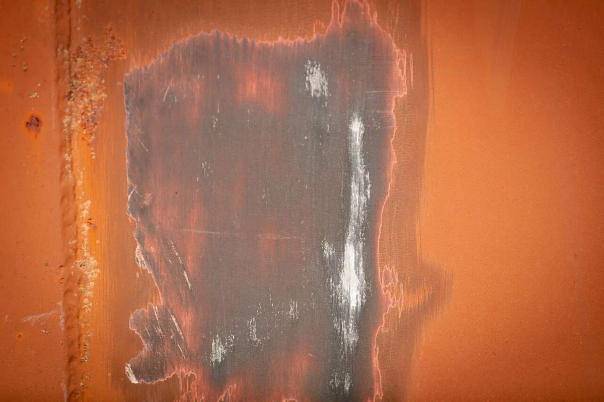 Worn metal brush with visible damage and streaks