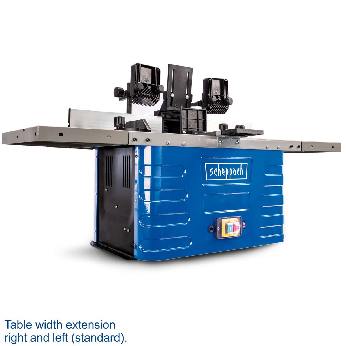 Right and left standard table width extension for Scheppach router table