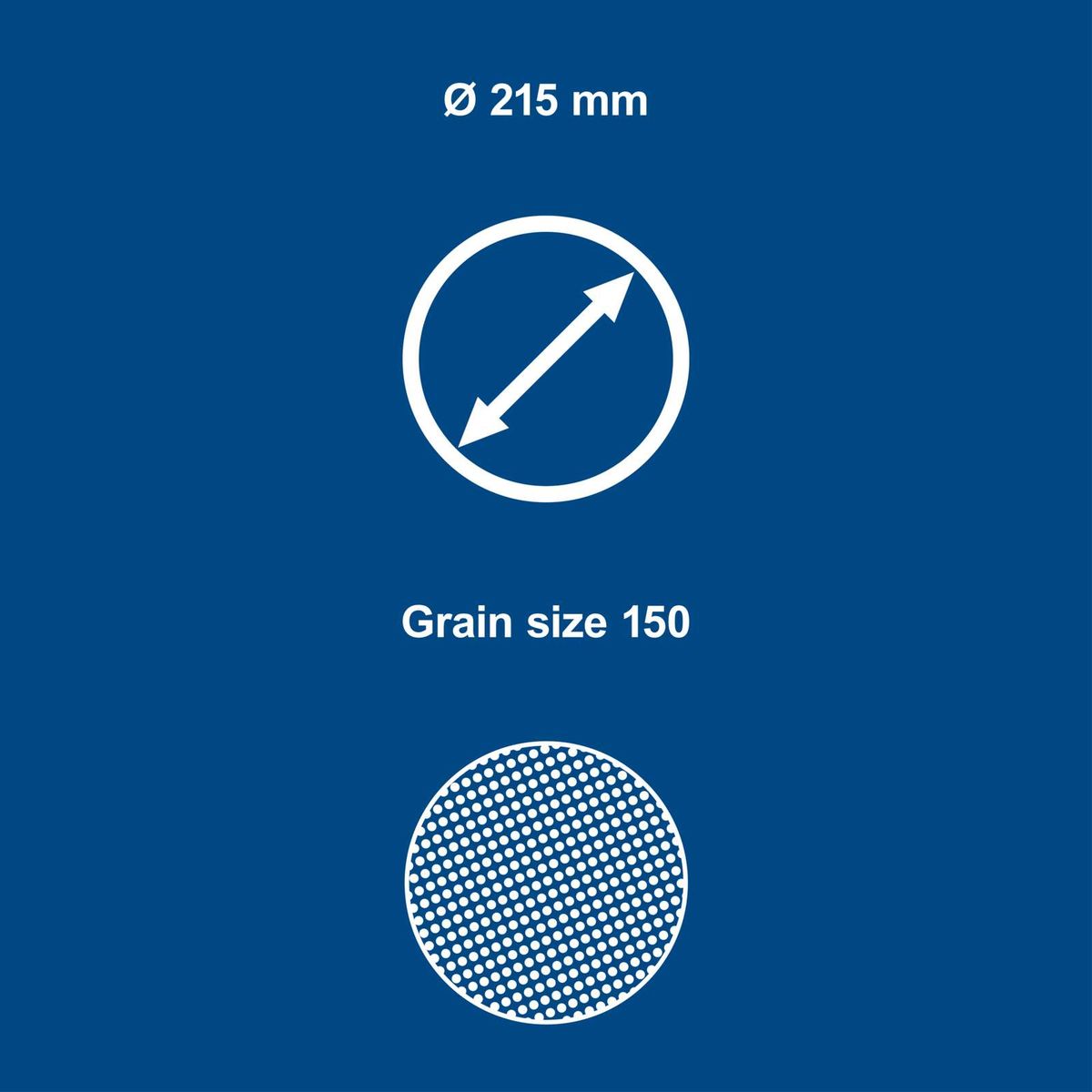 Circular sanding paper, Ø 215 mm, grit size 150 for sanding