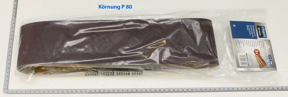 Scheppach grinding belt (abrasive grade P 80) in packaging