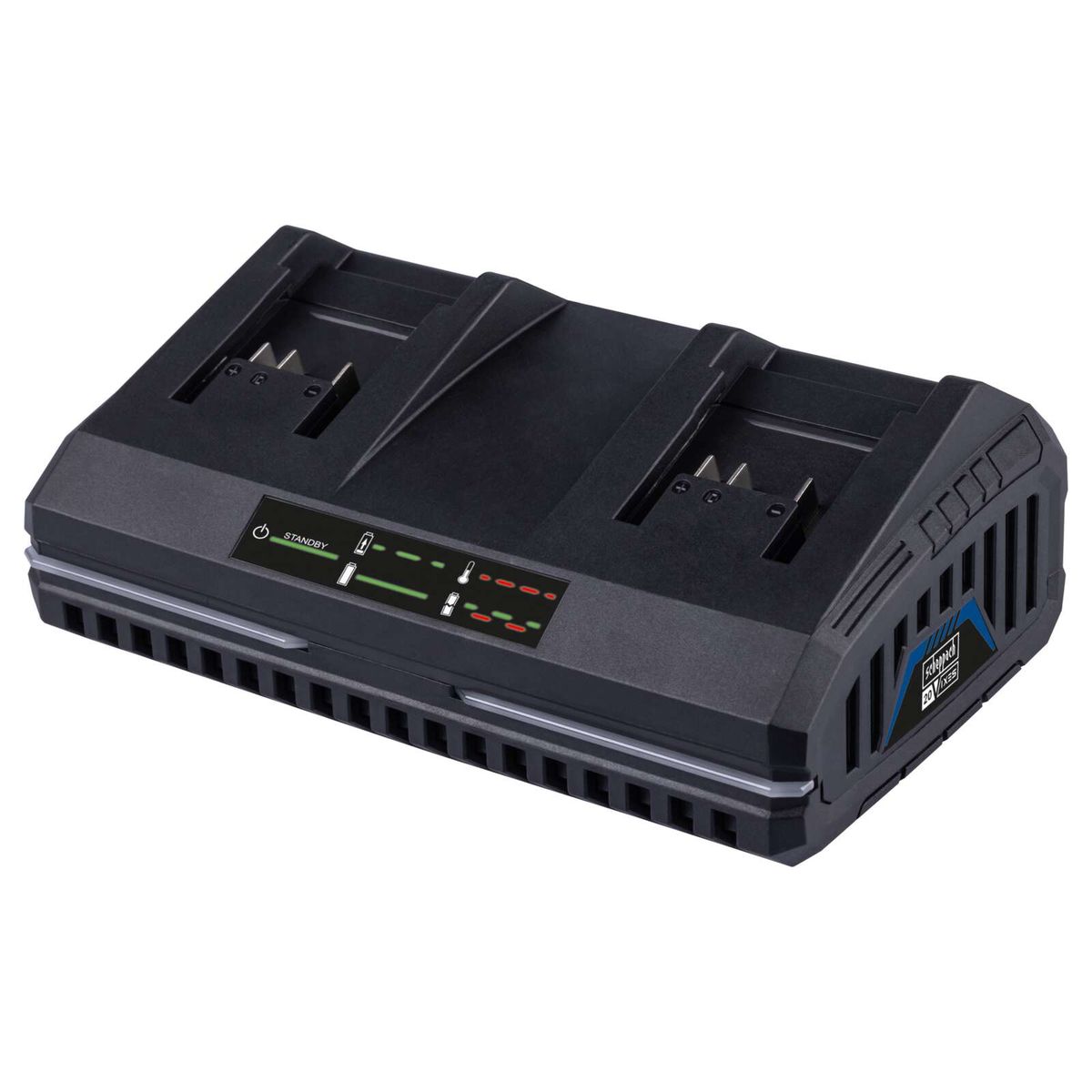 Multi-port power adapter with USB connections and status indicator lights for various devices