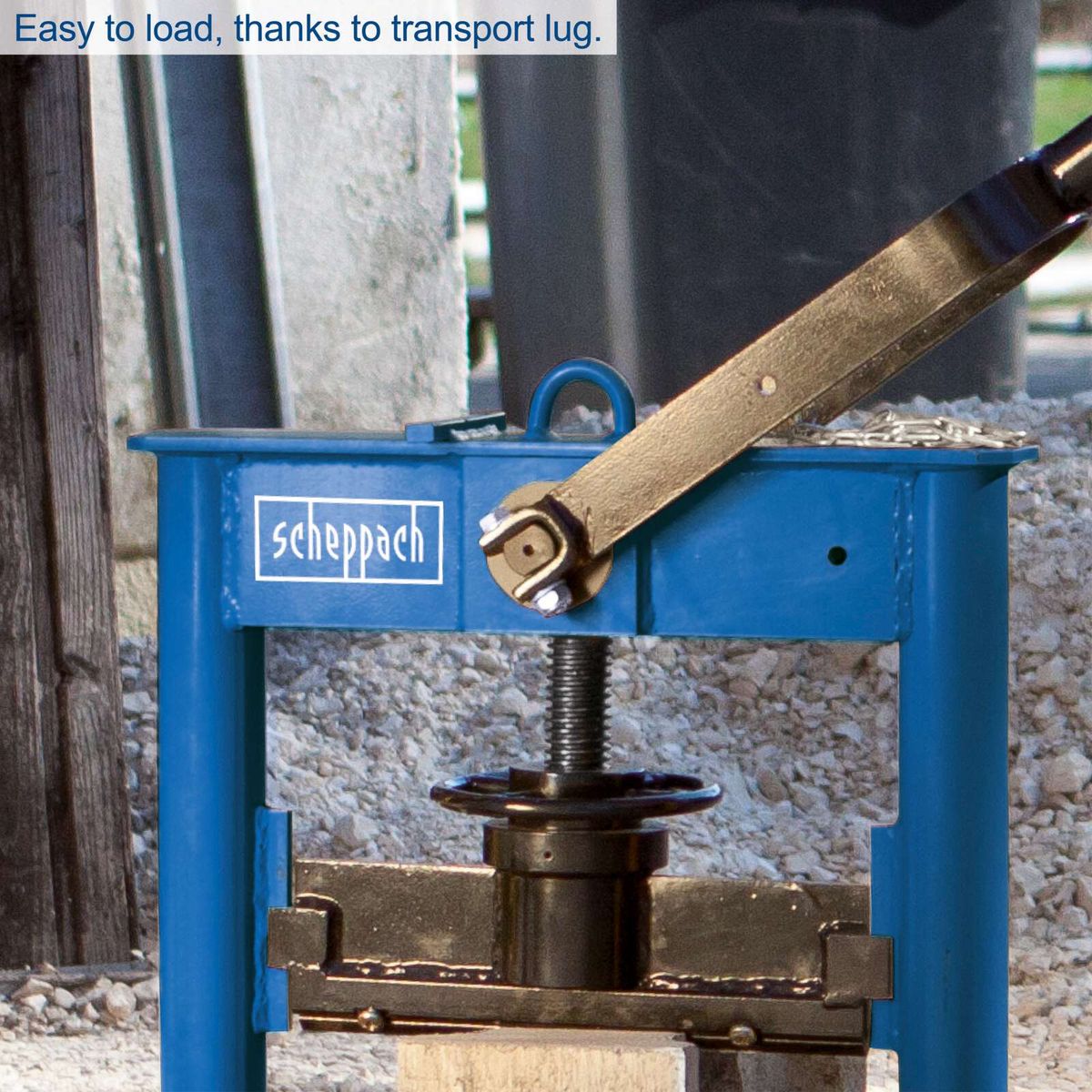Scheppach stone splitter with transport lug for easy loading