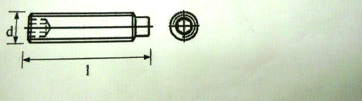 Scheppach threaded pin with internal hexagonal head and taper, drawing (DIN 915) – dimensions: length l, diameter d