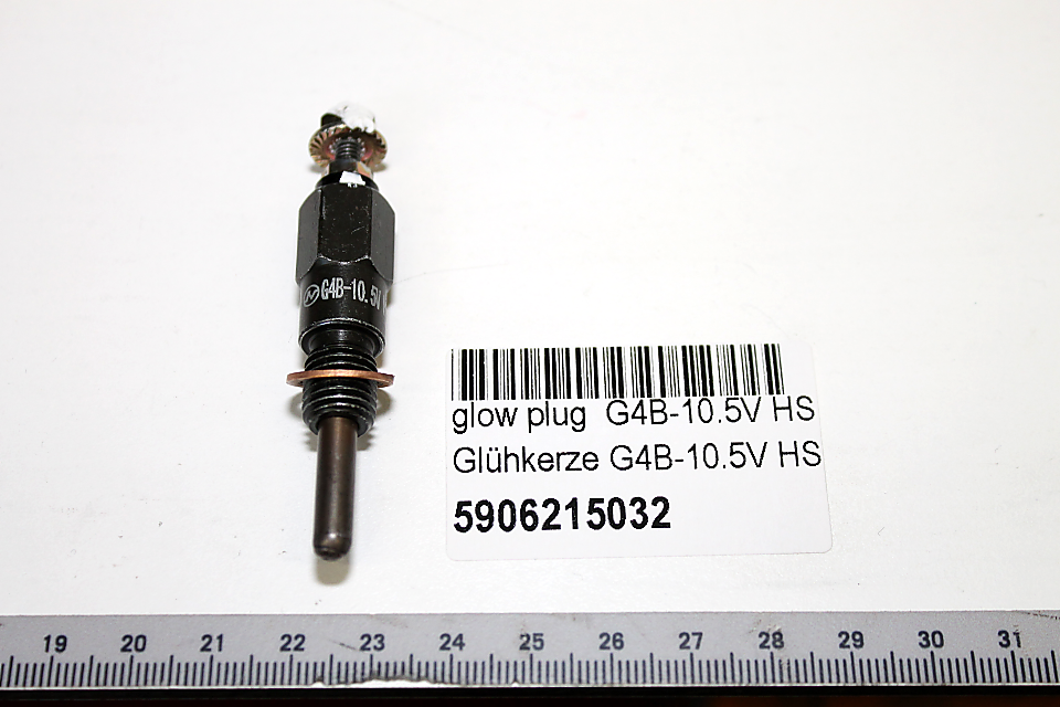Glow plug G4B-10.5V HS with label and barcode