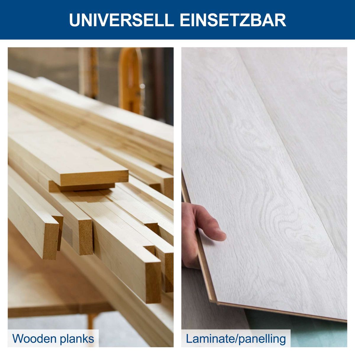 Wooden planks and laminate/panelling options for furniture assembly