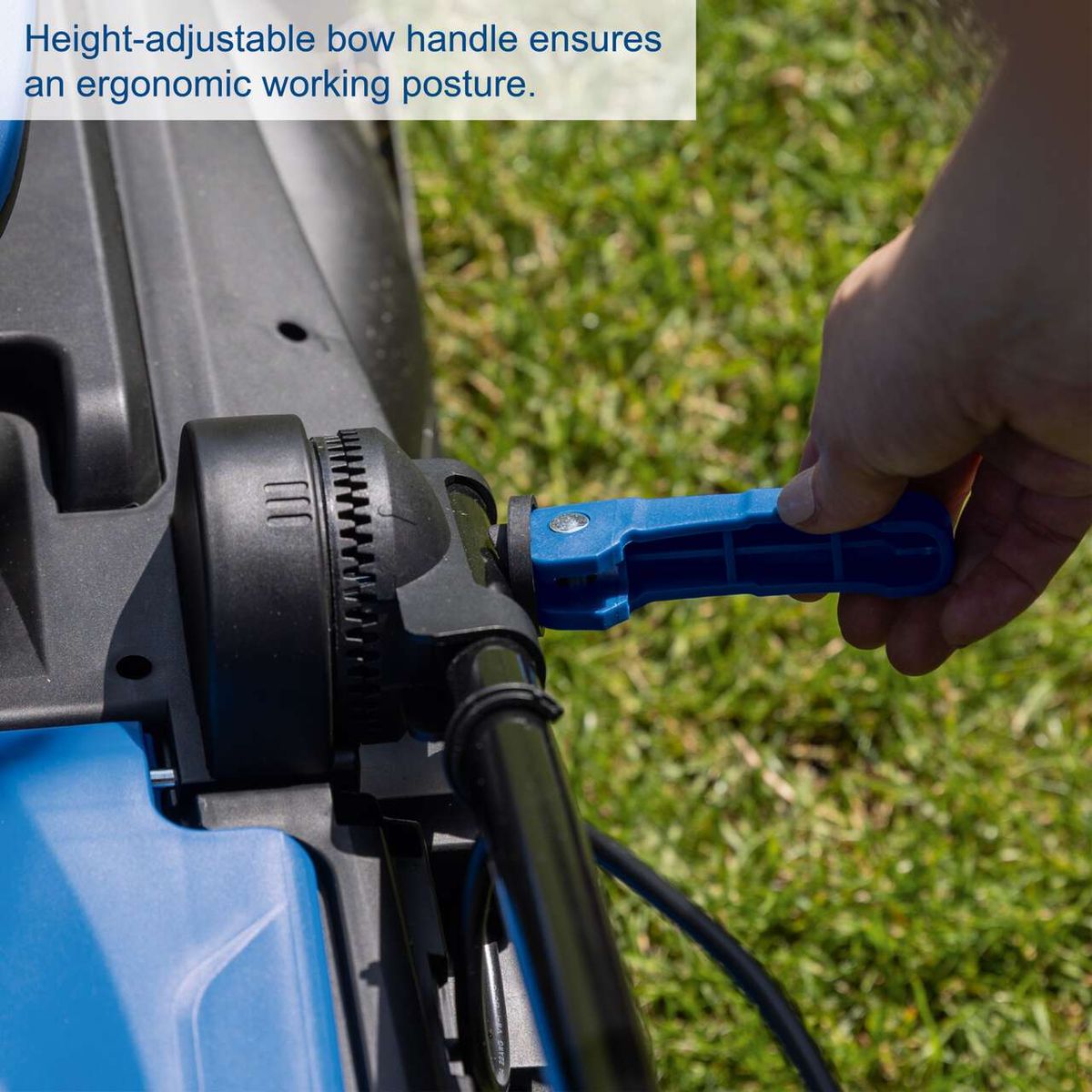 Adjustable height handle for ergonomic operation in Scheppach cordless lawnmower