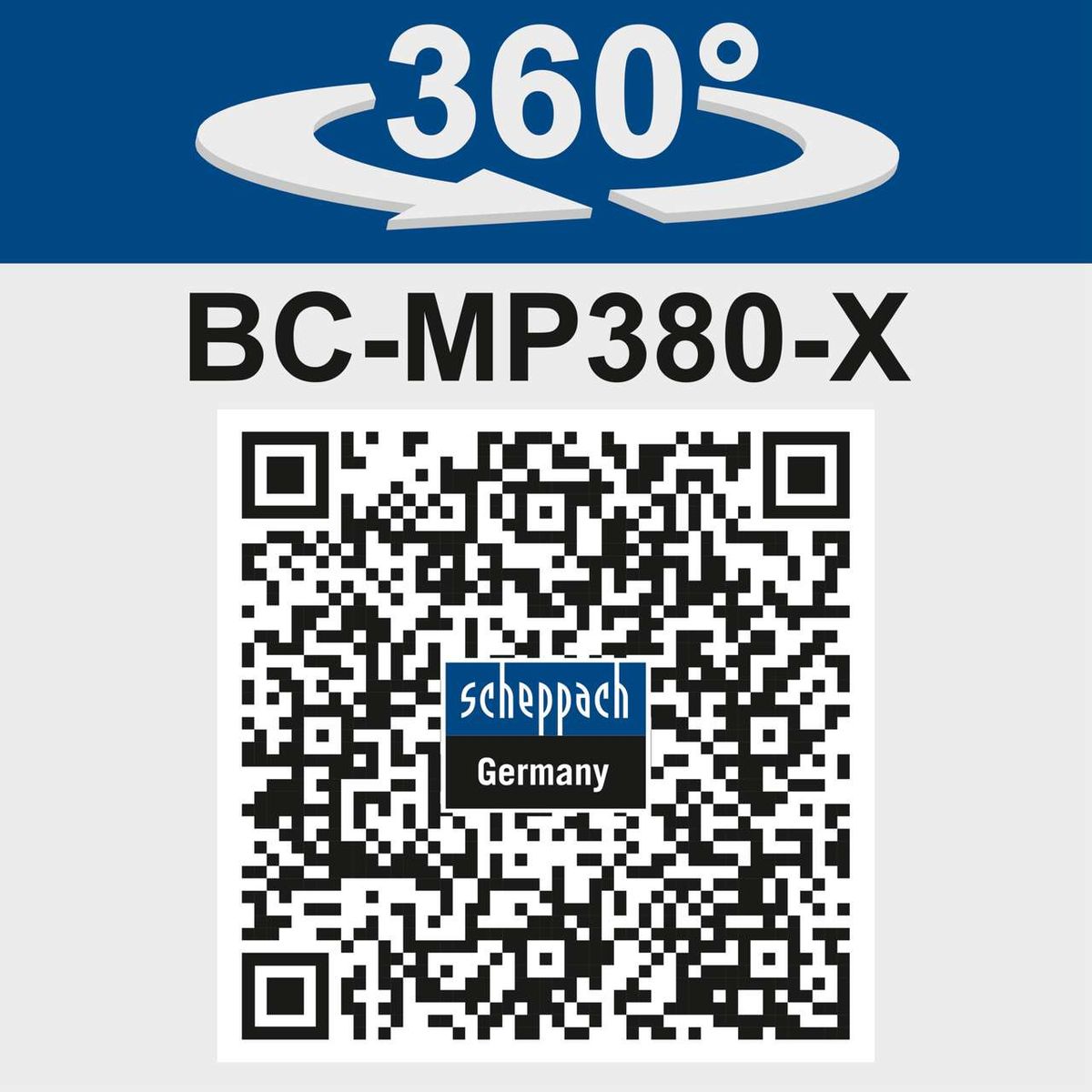 Scheppach BC-MP380-X battery lawnmower featuring 360° rotation for efficient cutting