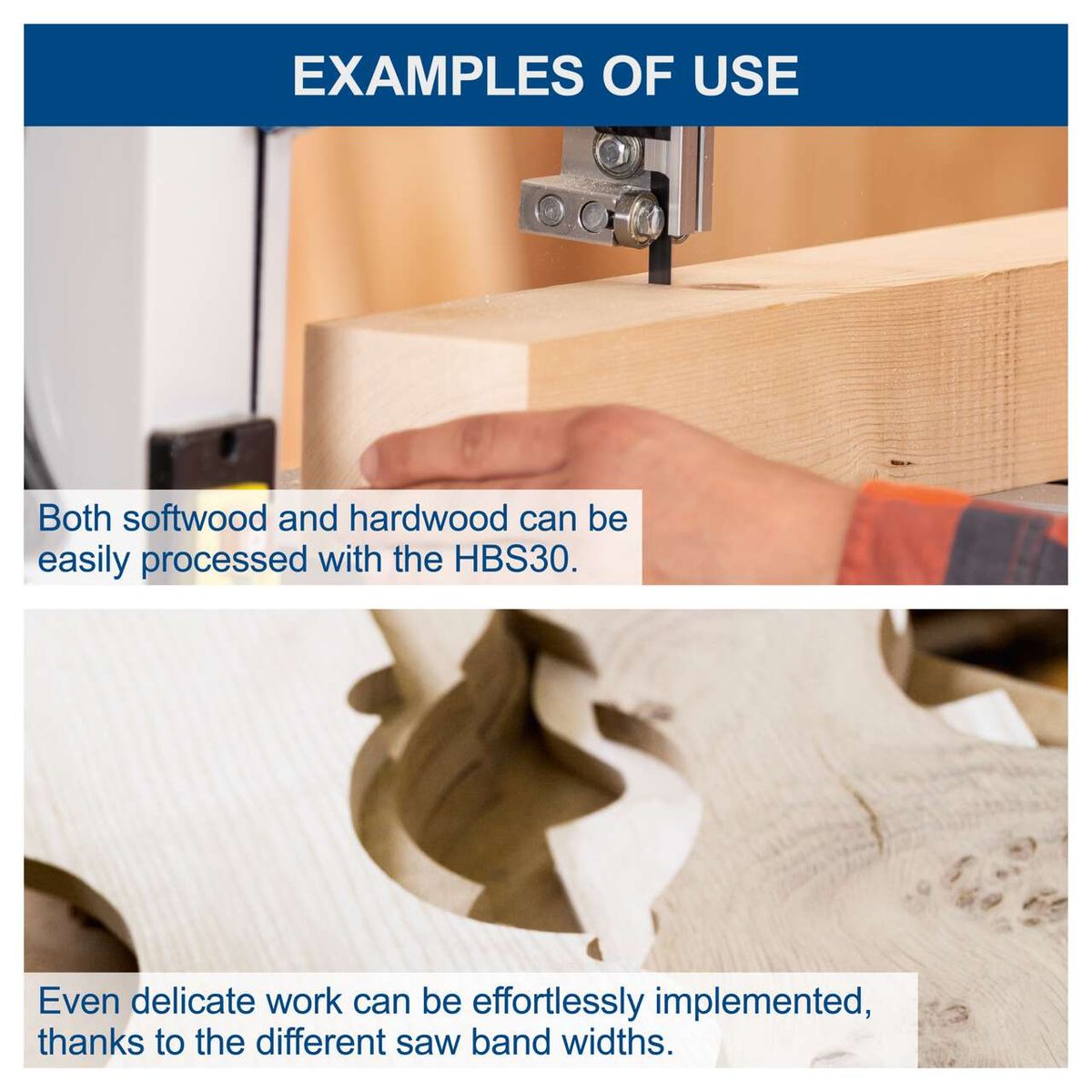 HBS30 bandsaw demonstrating versatility for soft and hard wood processing