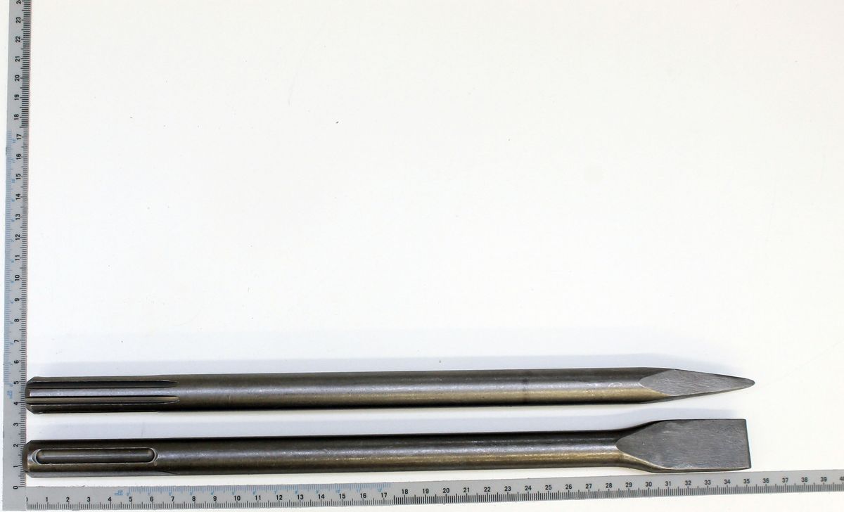 Scheppach pointed and flat chisel set SDS-Max with scale reference