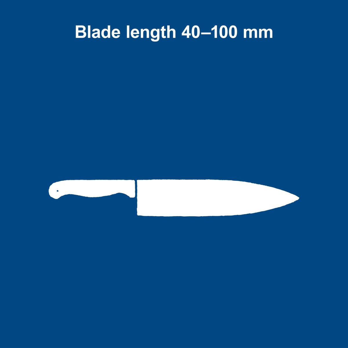 Knife with blade length ranging from 40 to 100 millimeters