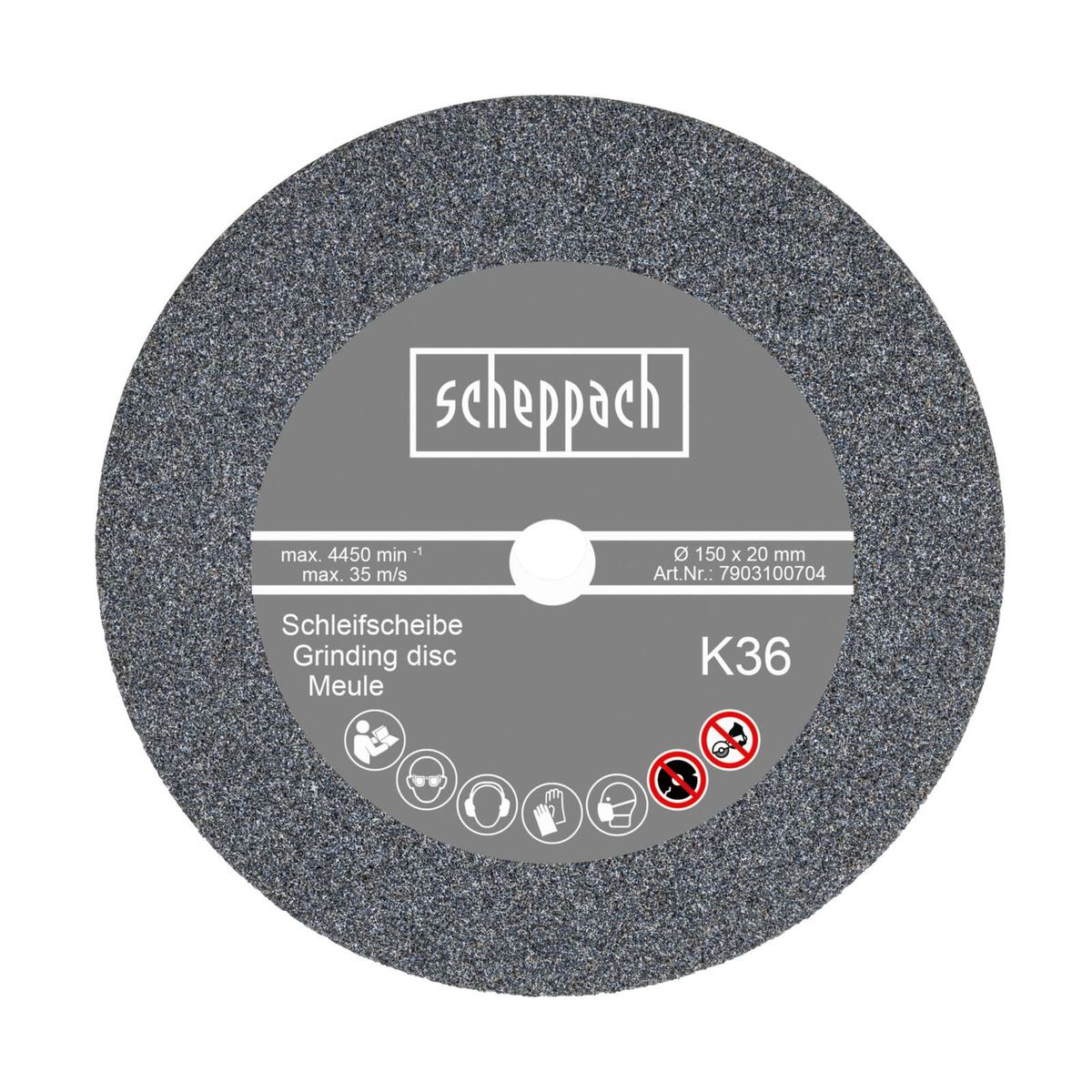 Scheppach grinding disc (K36) with max. 4450 rpm and 35 m/s, Ø 150 x 20 mm