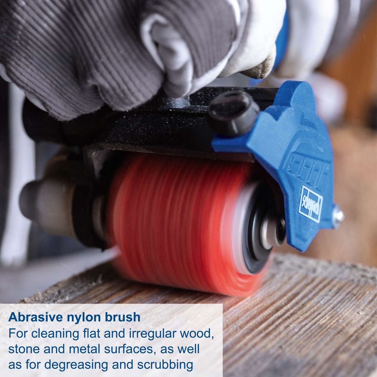 Universal nylon brush for wood, stone, and metal surfaces, for cleaning and scrubbing