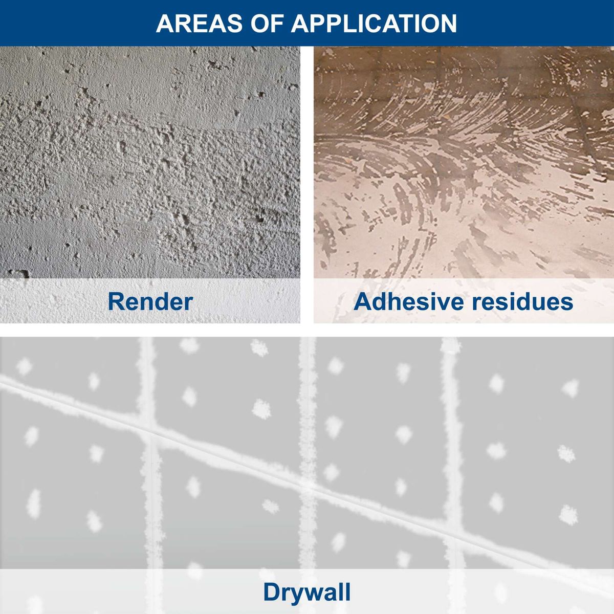 Depicting sanding paper showing adhesive residues and smooth render finish