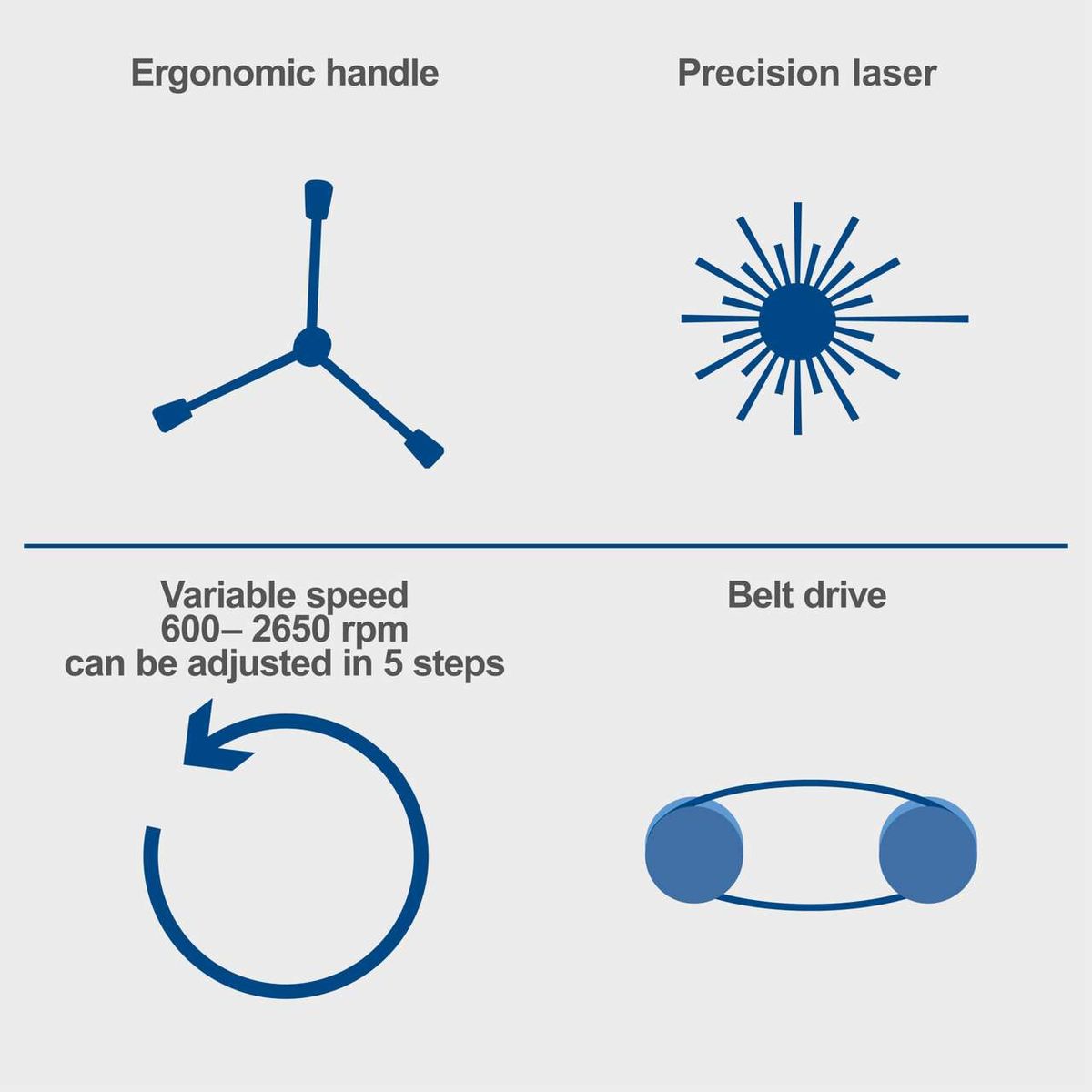 Ergonomic handle and precision laser for bench drill with variable speed (600–2650 rpm) and belt drive
