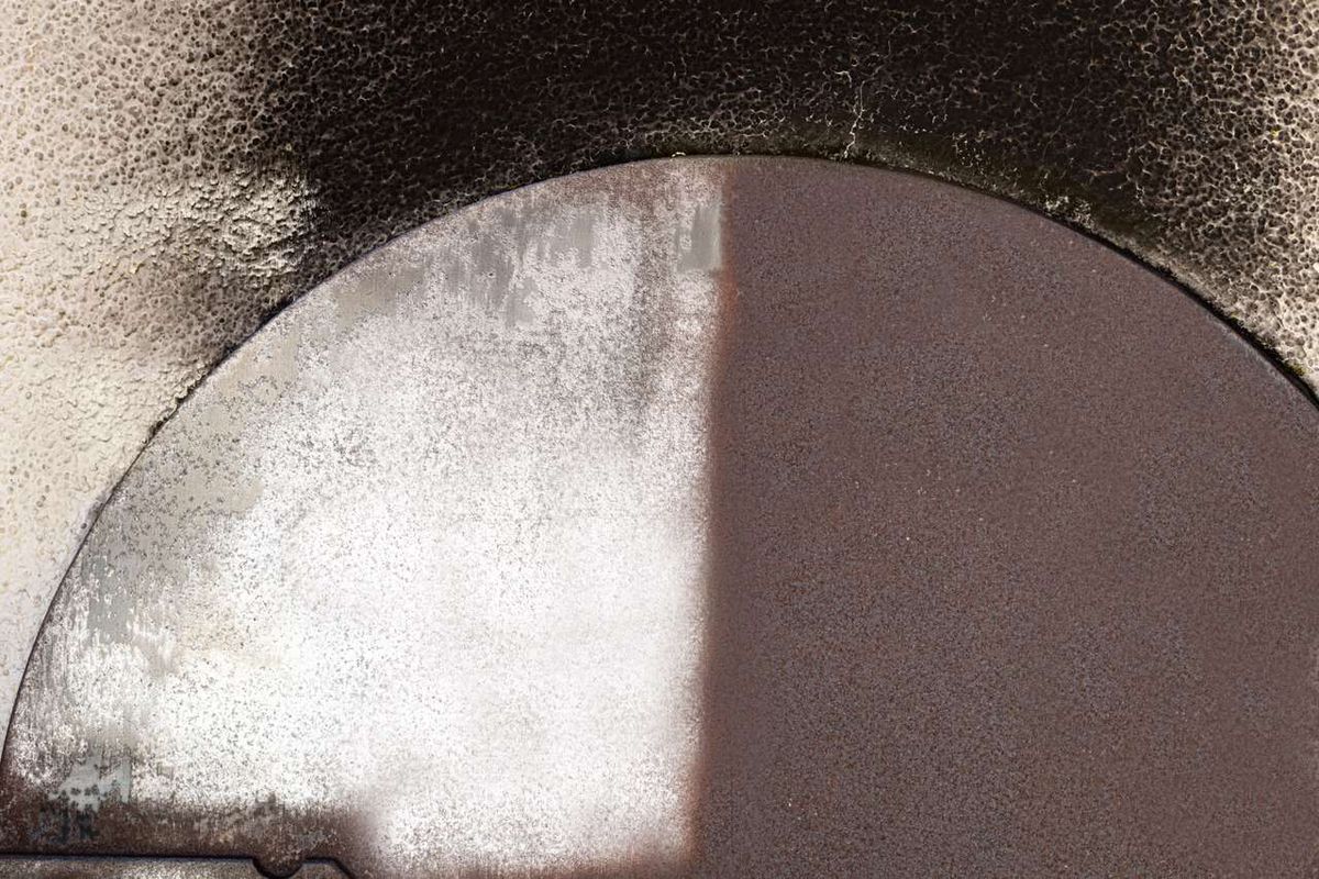 Part of a brass wire brush set showing the bristle detail