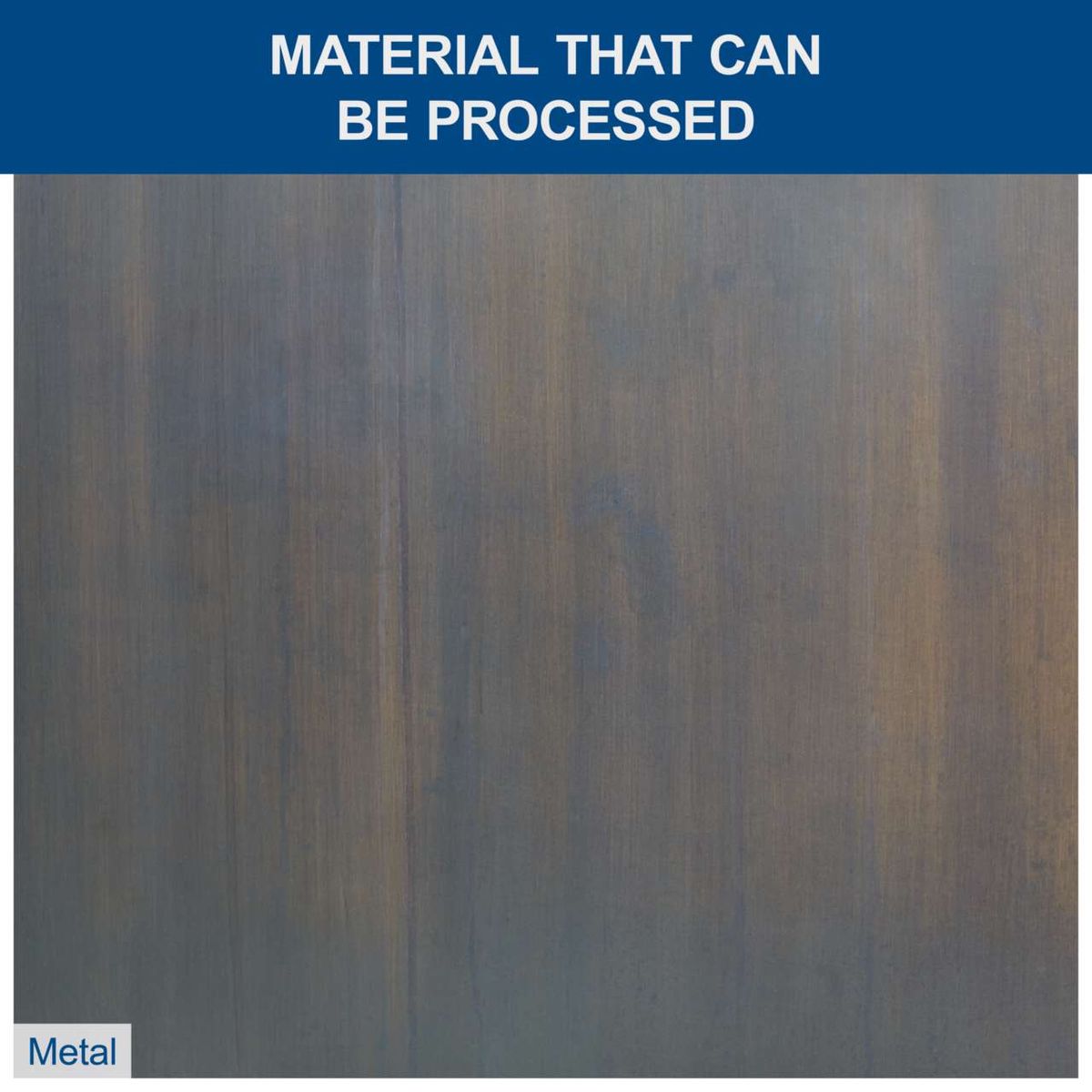 Metal plate showing 'Material that can be processed' for grinding machine