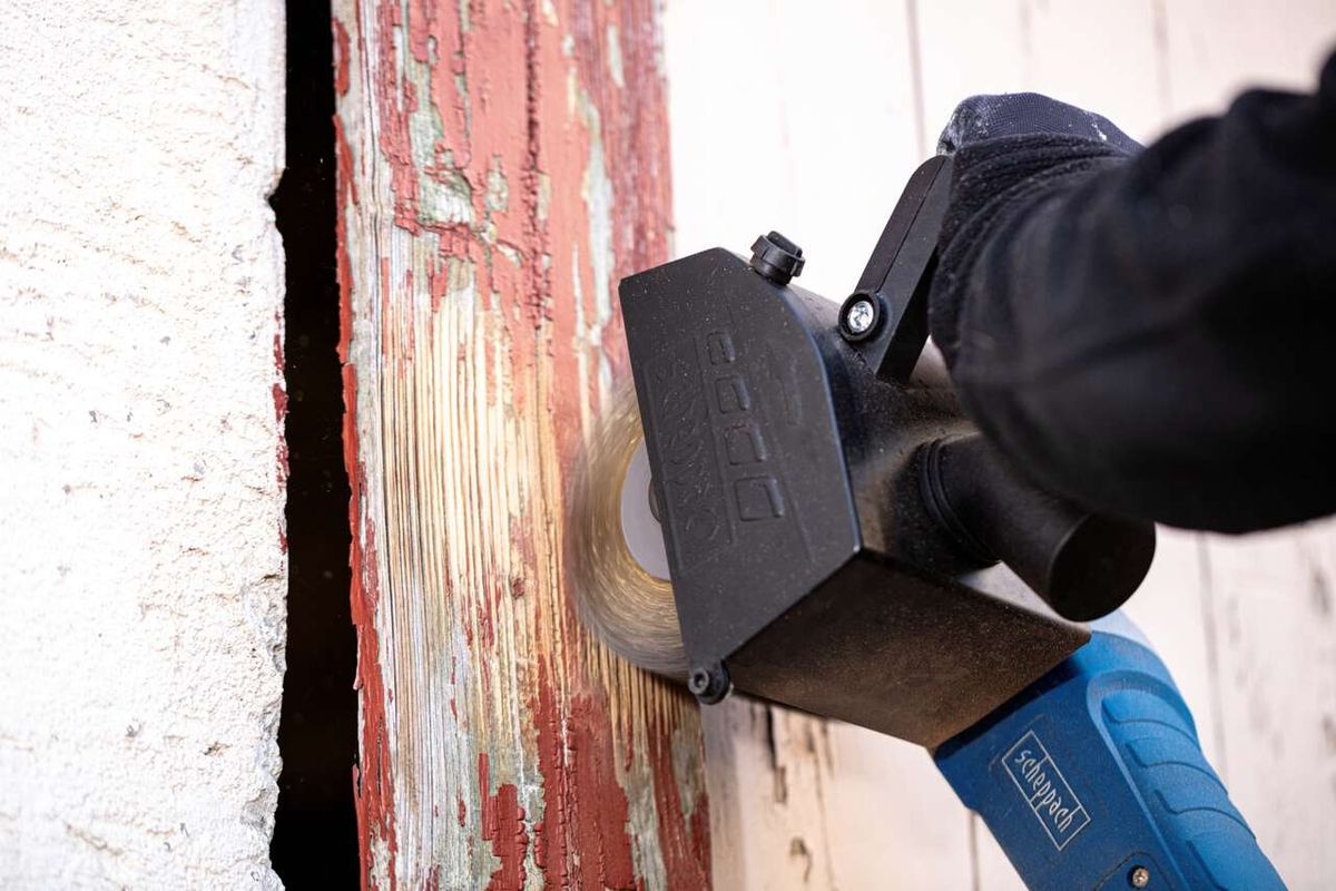 Scheppach brass wire brush attachment on a machine