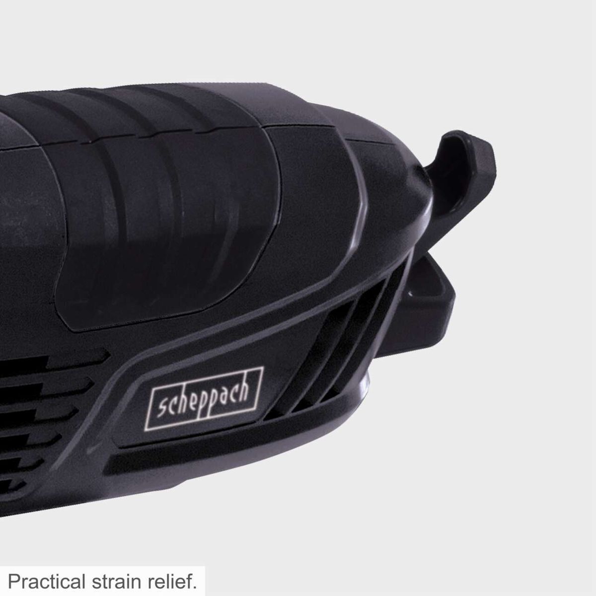 Scheppach hedge trimmer with practical strain relief for comfortable operation