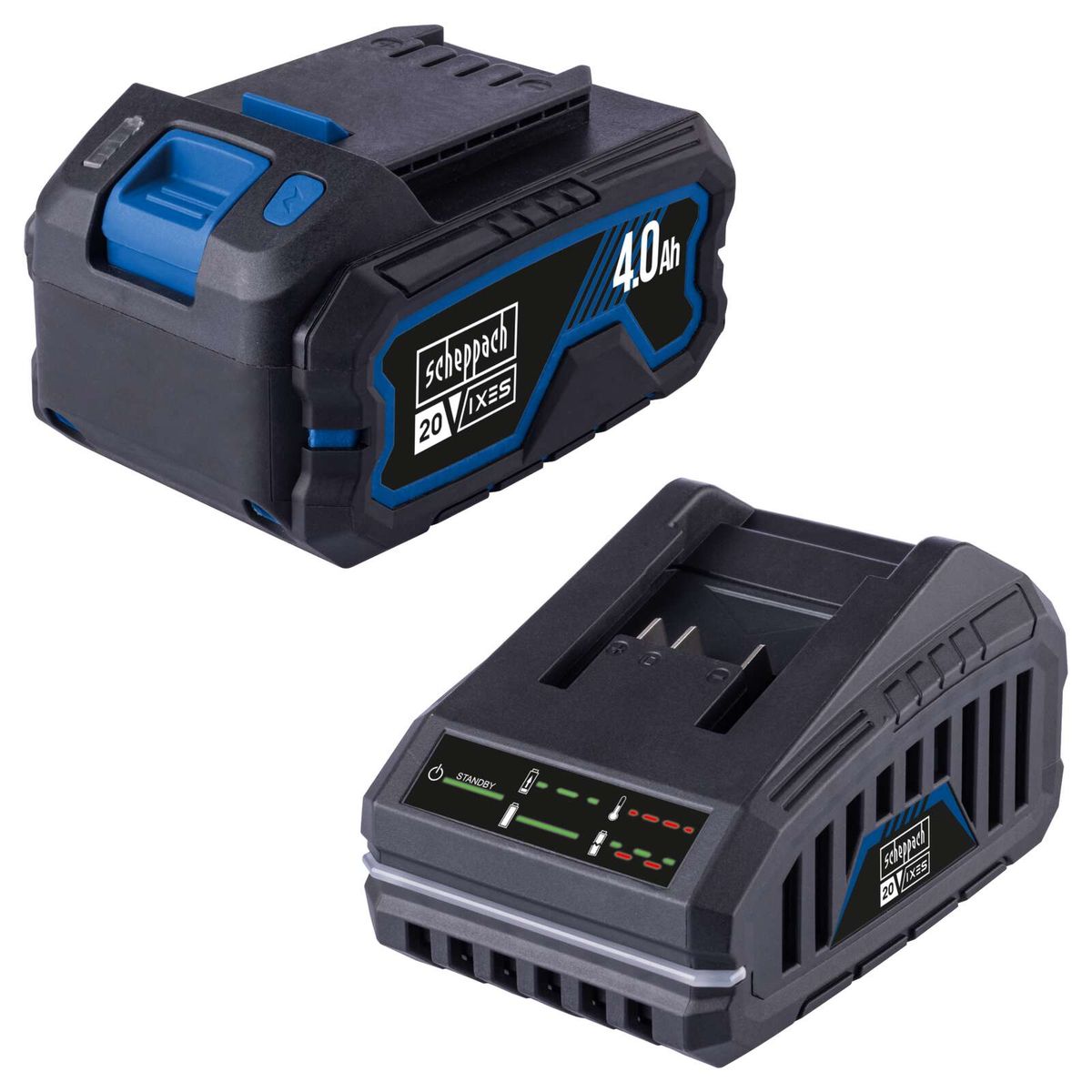 Scheppach charger with 40Ah battery and standby power for battery charging