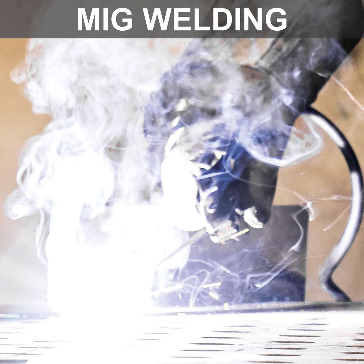MIG welding in action with visible sparks and smoke, showcasing the WSE4000 multi-welding machine feature