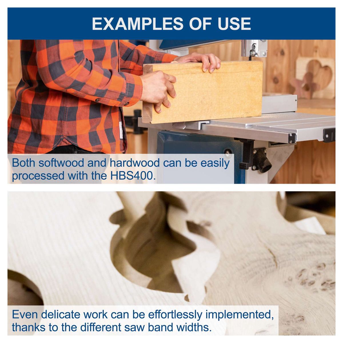 HBS400 bandsaw highlighting versatility for processing both soft and hard wood