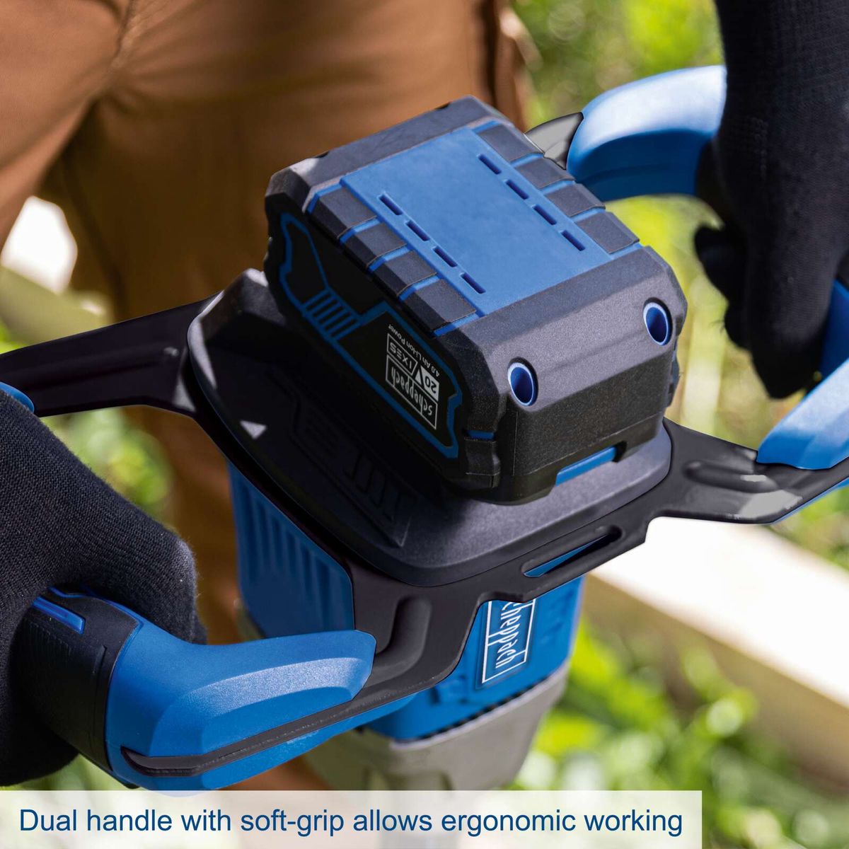 Ergonomic cordless earth auger with soft grip and dual handle for comfortable operation