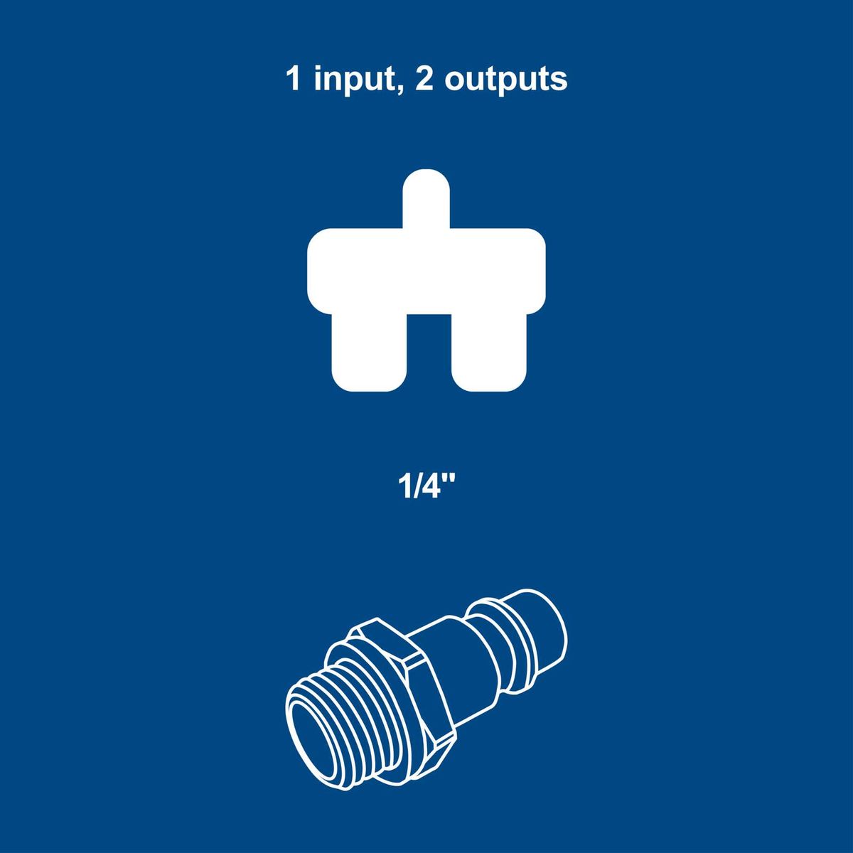 1 input, 2 outputs with 1/4" thread connection for precise fitting