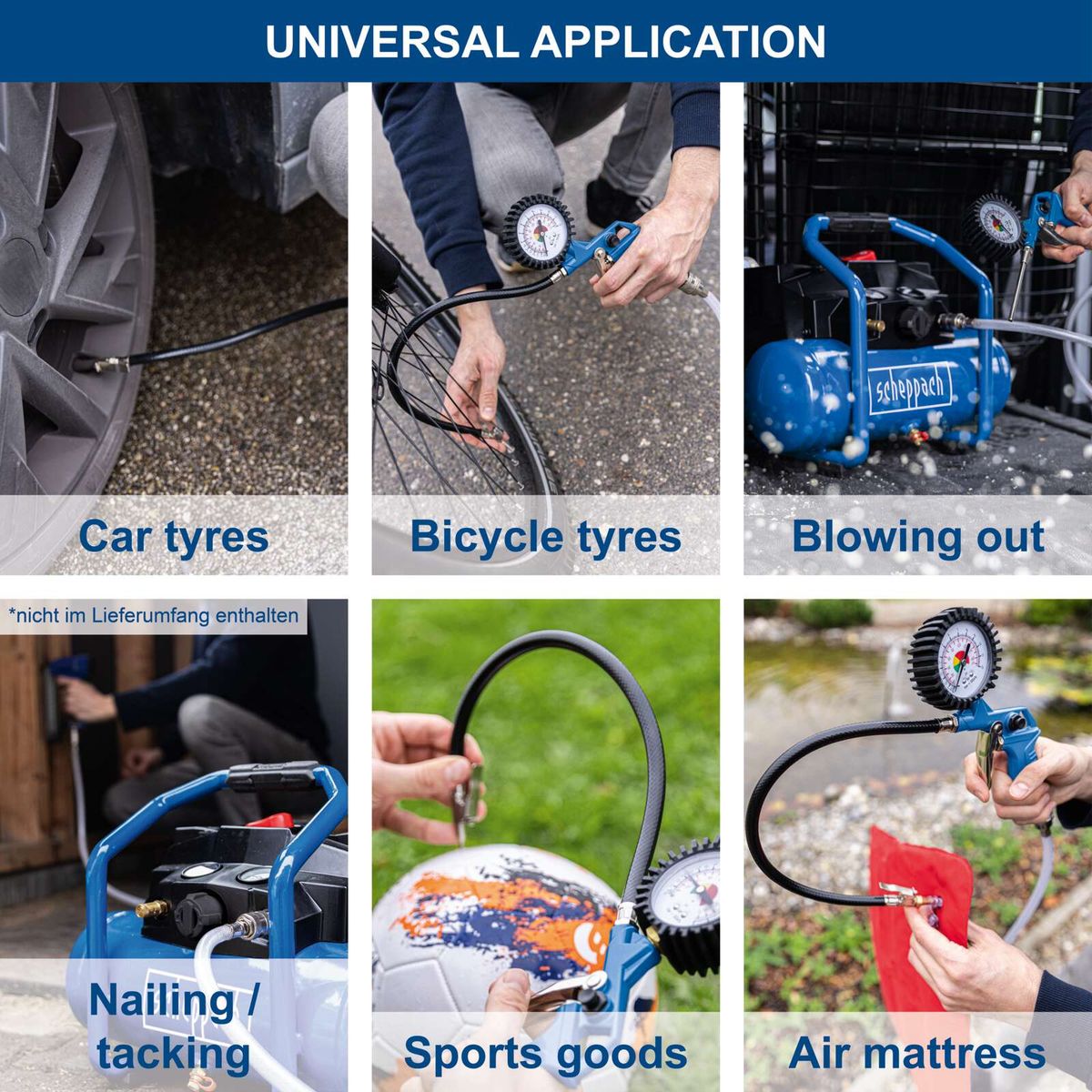 Universal air pump for inflating and deflating car, bicycle, and air mattress tires