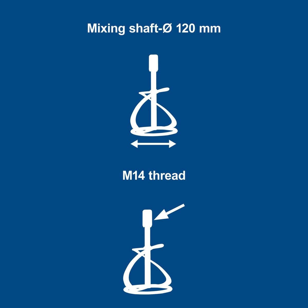 Scheppach mixing shaft with 120 mm diameter and M14 thread for mounting