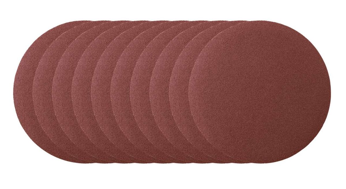 Set of 10 sanding paper pads (150 mm Ø, G 120) for fine grinding