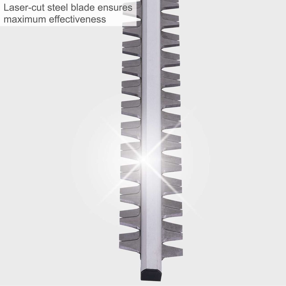 Precision laser-cut steel blade for enhanced cutting performance on telescopic hedge trimmer ETHT1000