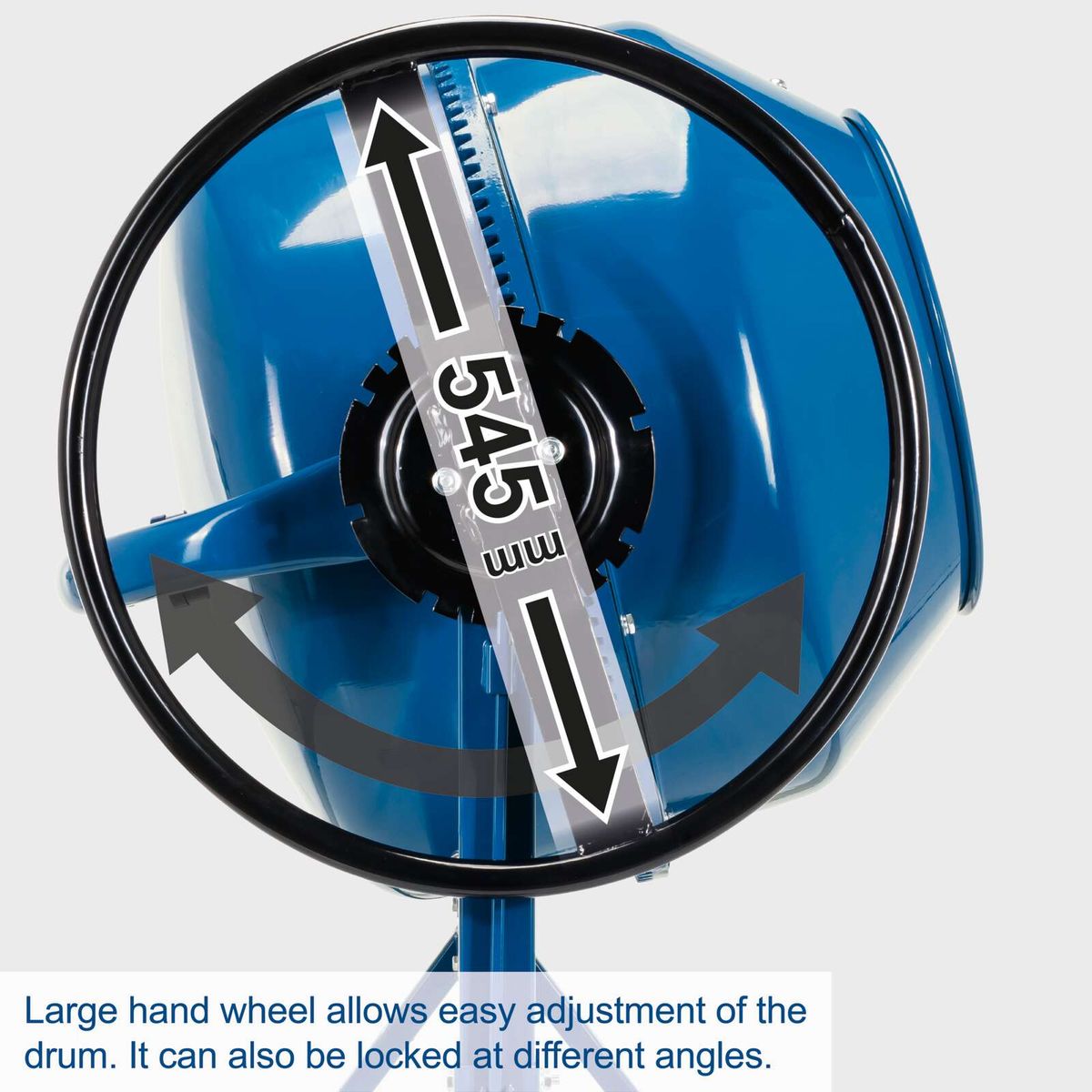 Large handwheel for easy drum adjustment; can lock at different angles