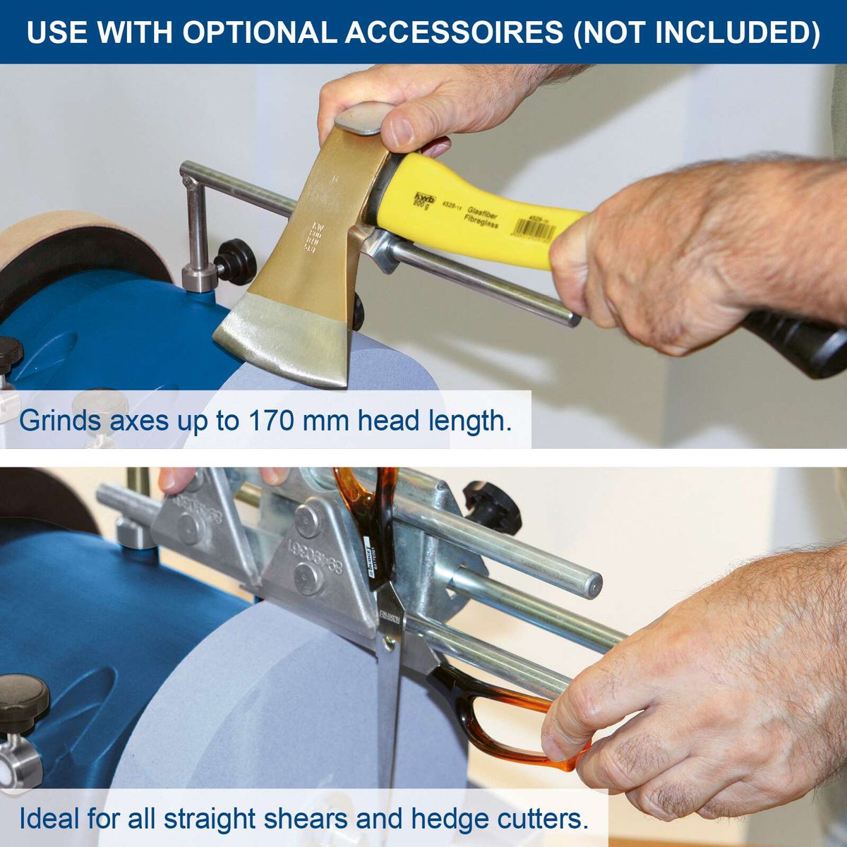 Grinds axes up to 170 mm length, suitable for precision tool maintenance
