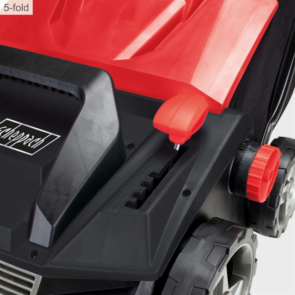 Electric scarifier featuring a 5-fold folding mechanism and user-friendly controls