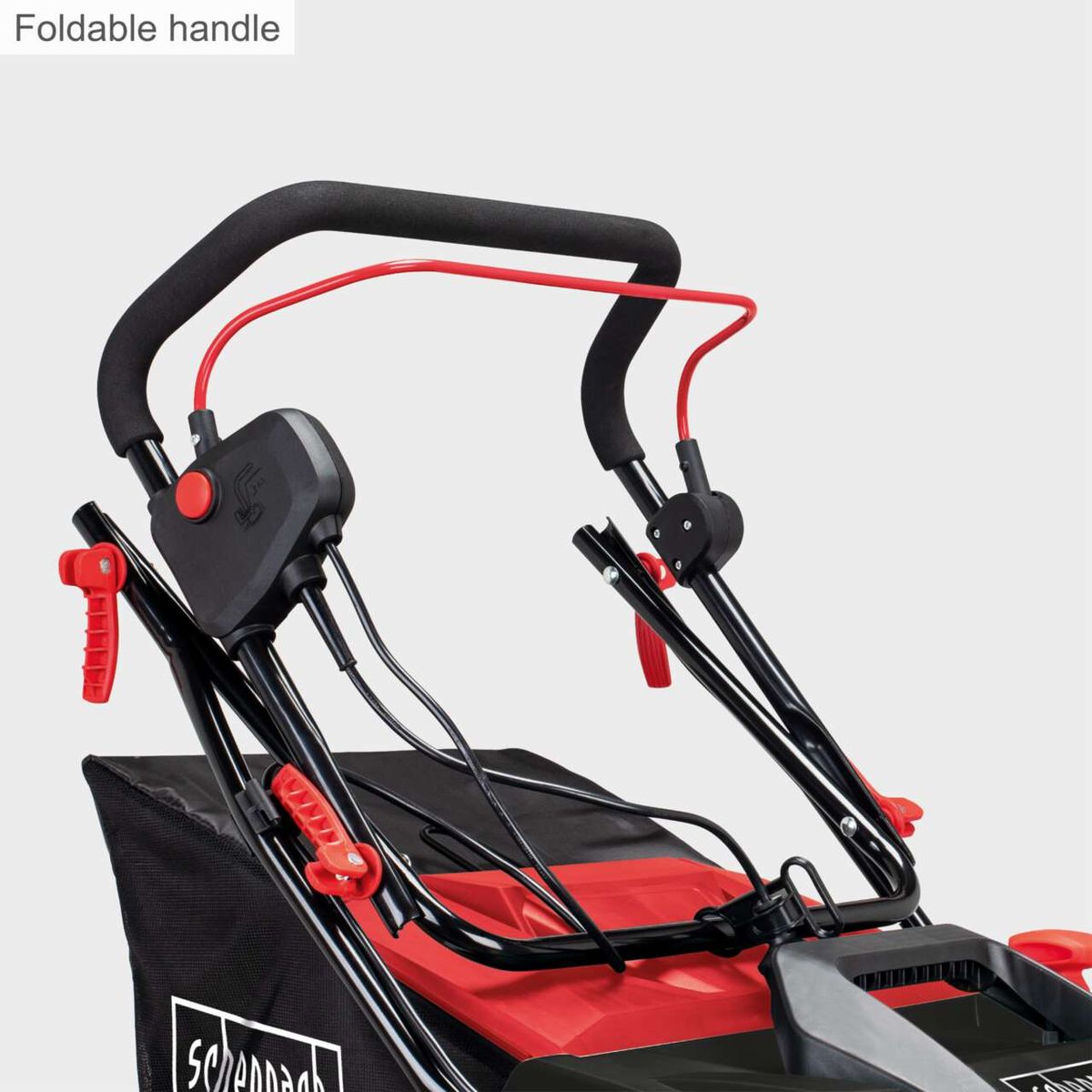 Adjustable-height electric scarifier with foldable handle for Scheppach SC38