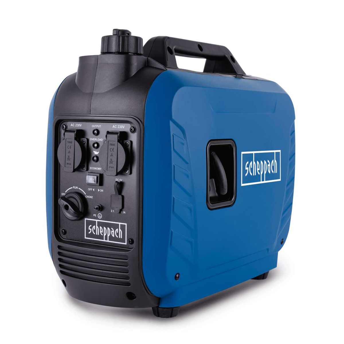 Scheppach SG2500i inverter generator featuring dual 230V sockets and USB outputs